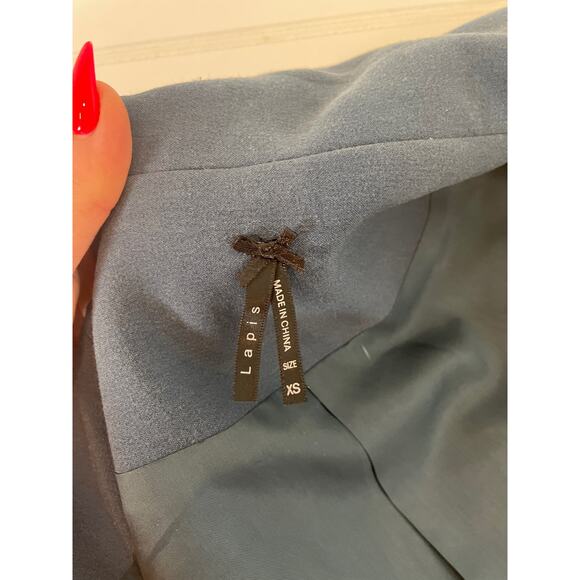 Lapis Grayish Blue Bow Collared Long Sleeve Cardigan Size XS - Picture 6 of 7